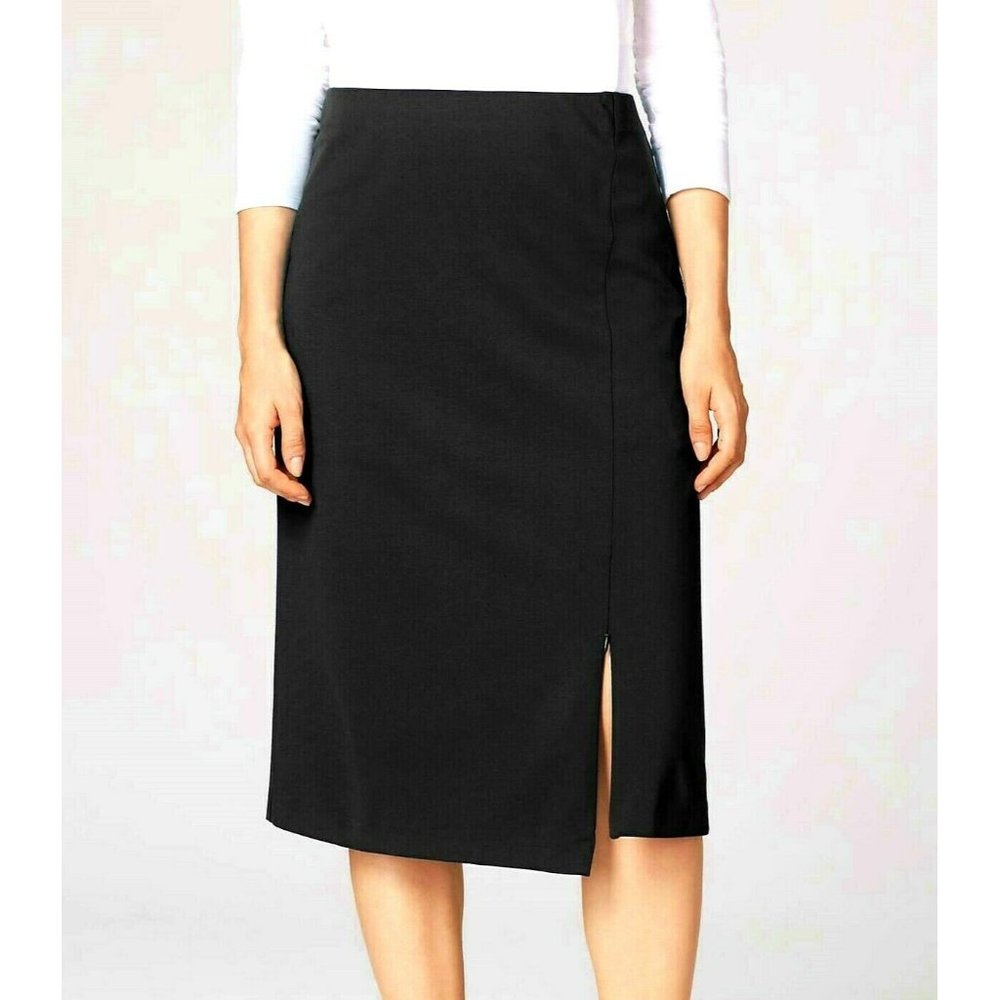 J Jill Skirt NEW Sz M Black Ponte Knit Asymmetrical Hem Comfort Stretch Waist